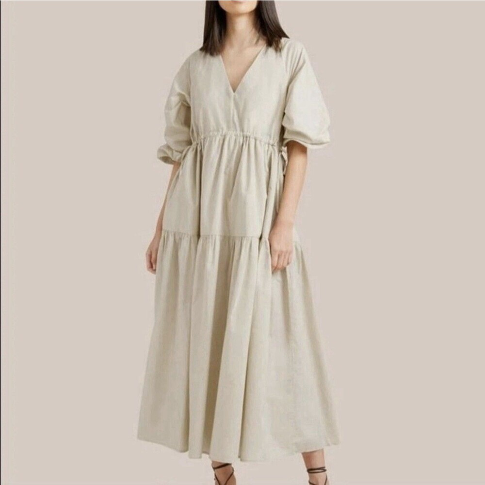 Modern Citizen Lyra Tiered Maxi Dress XS/S Sand Organic Cotton Resort Coastal
